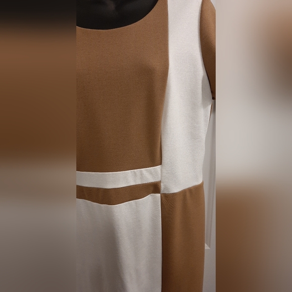 Designer Hazel Mae Taliah Dress Camel/Ivory Size XL Brand New Made in Canada - Picture 2 of 8
